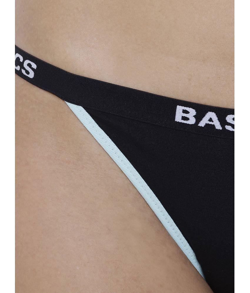 Premium Men BASIICS By La Intimo - Black BCPBR09 Cotton Lycra Solid Women's Crotchless ( Pack of