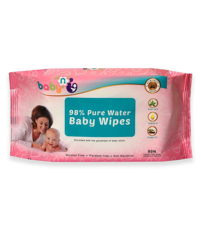 Babynu 98% Pure water wipes (80 wipes/pack) (Pack of 4)