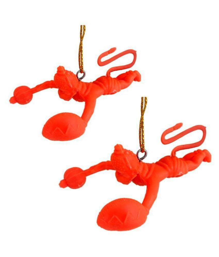 Divya Mantra Combo Of Two Orange Flying Hanuman Car Mirror Hangings DÃ©cor