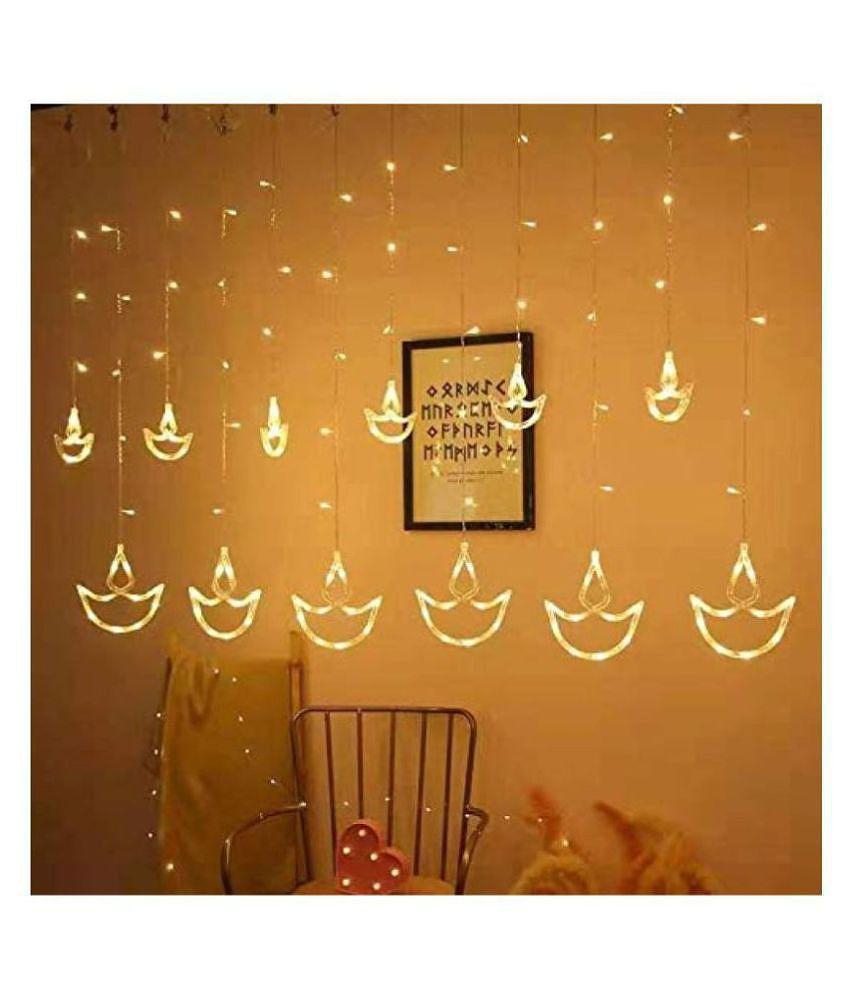 TANZILIGHT Led Diya Light with 12 Diya String Lights - White