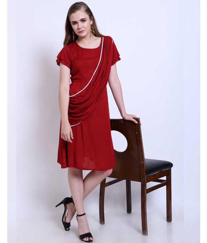Latest Men Addyvero Rayon Red A- line Dress - - S 2025 at ShopCircuit | ONDC