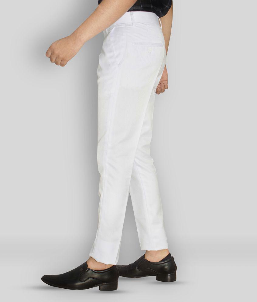 Trendy Women Kundan - White Polycotton Slim - Fit Mens Formal Pants ( Pack of 1 ) - None 2025 at