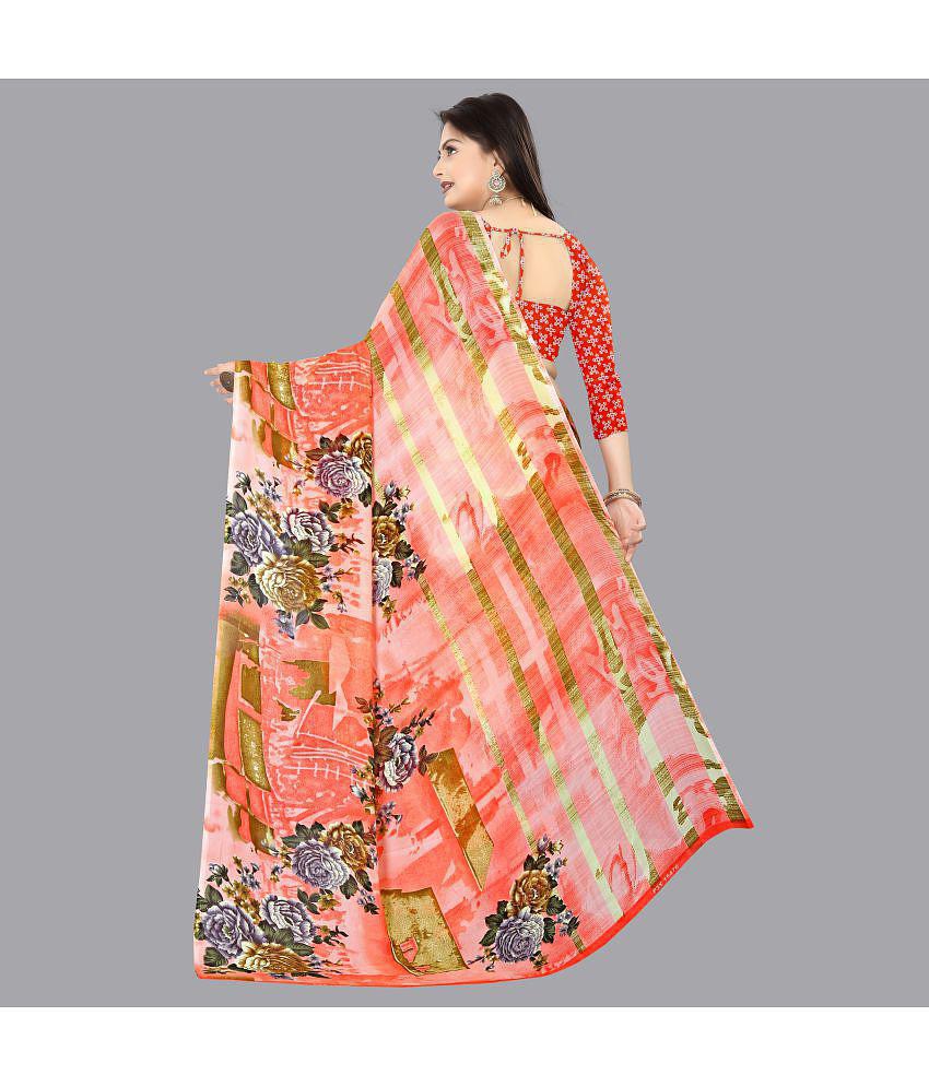 Anand Sarees - Orange Georgette Saree With Blouse Piece ( Pack of 1 ) - Orange