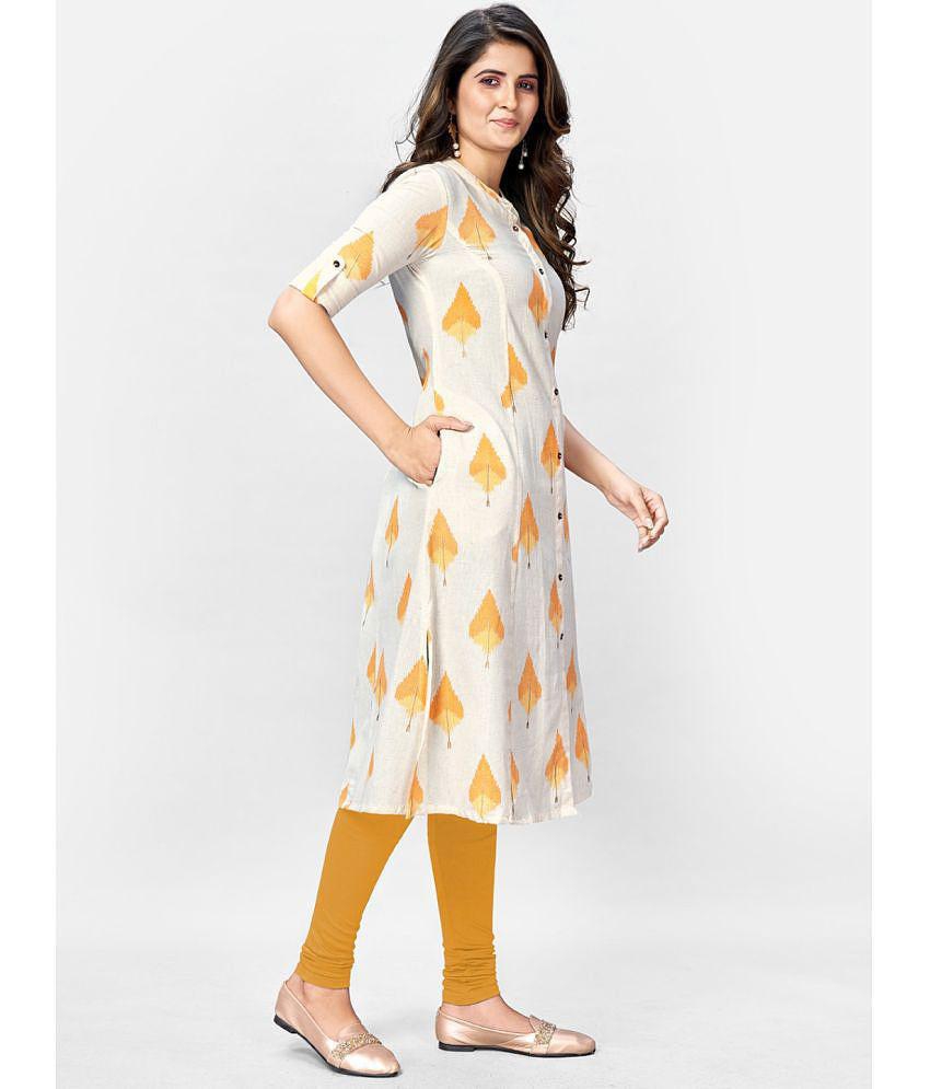 Latest Men Vbuyz - Beige Cotton Women''s Front Slit Kurti ( Pack of 1 ) - None 2025 at ShopCircu