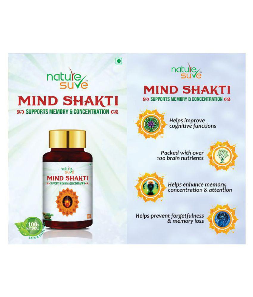 Nature Sure Mind Shakti Tablets for Memory & Concentration in Men & Women - 1 Pack (60 Tablets)