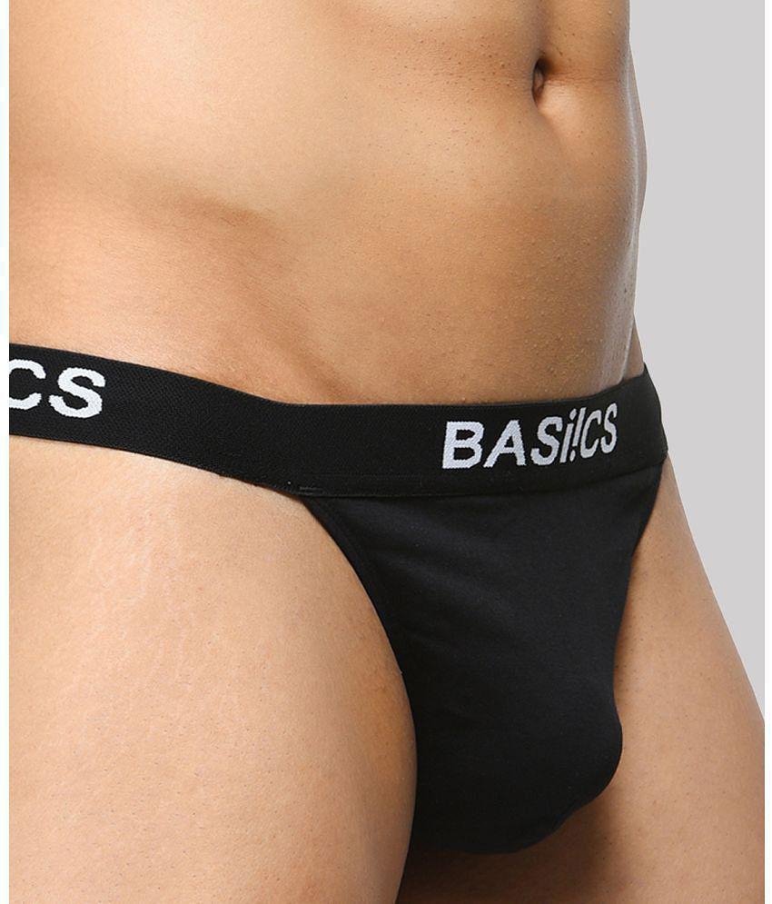 Affordable Men BASIICS By La Intimo - Black BCSTH01 Spandex Men's Thongs ( Pack of 1 ) - None 20
