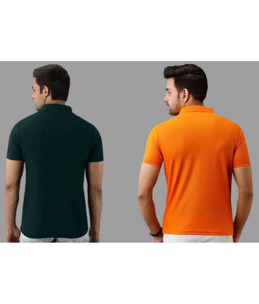 SKYRISE - Multicolor Cotton Blend Slim Fit Men's Polo T Shirt ( Pack of 2 ) - None