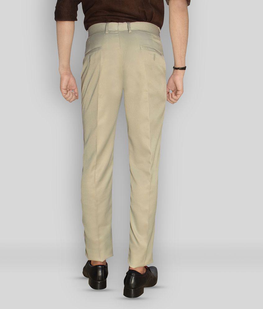 Kundan - Cream Polycotton Slim - Fit Men's Formal Pants ( Pack of 1 ) - Cream