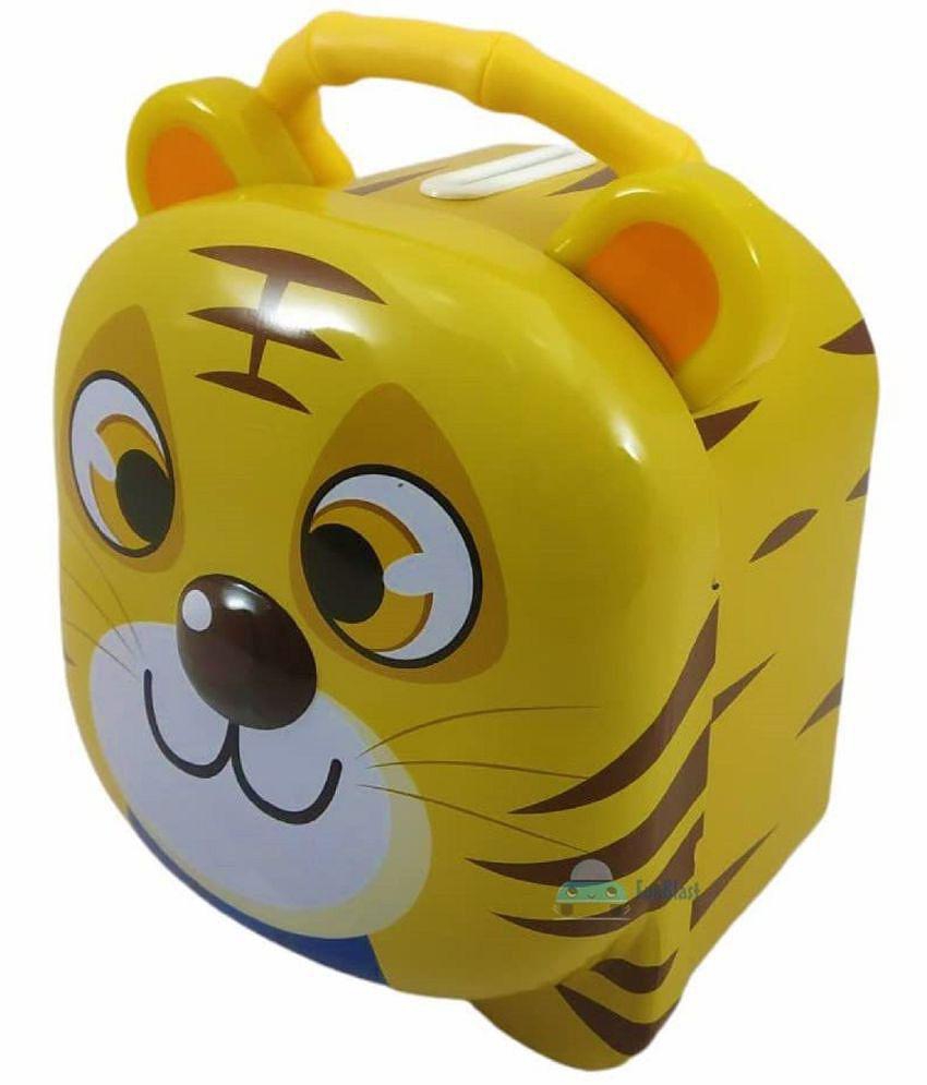 FunBlast Tiger Coin Box for Kids with Lock and Key â?? Cartoon Toy Money Bank for Kids Piggy Saving Box for Girls, Boys, Birthday Return Gift for Children (Yellow)