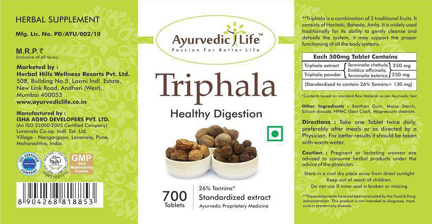 Ayurvedic Life Triphala Tablets 700 no.s Pack of 2