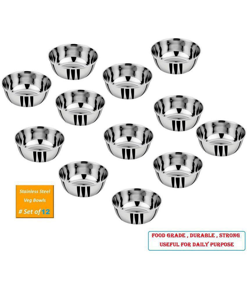 A & H ENTERPRISES - Sabzi Bowl /Katori Heavy Guage Stainless Steel Cereal Bowl 200 mL ( Set of 12 ) - Steel