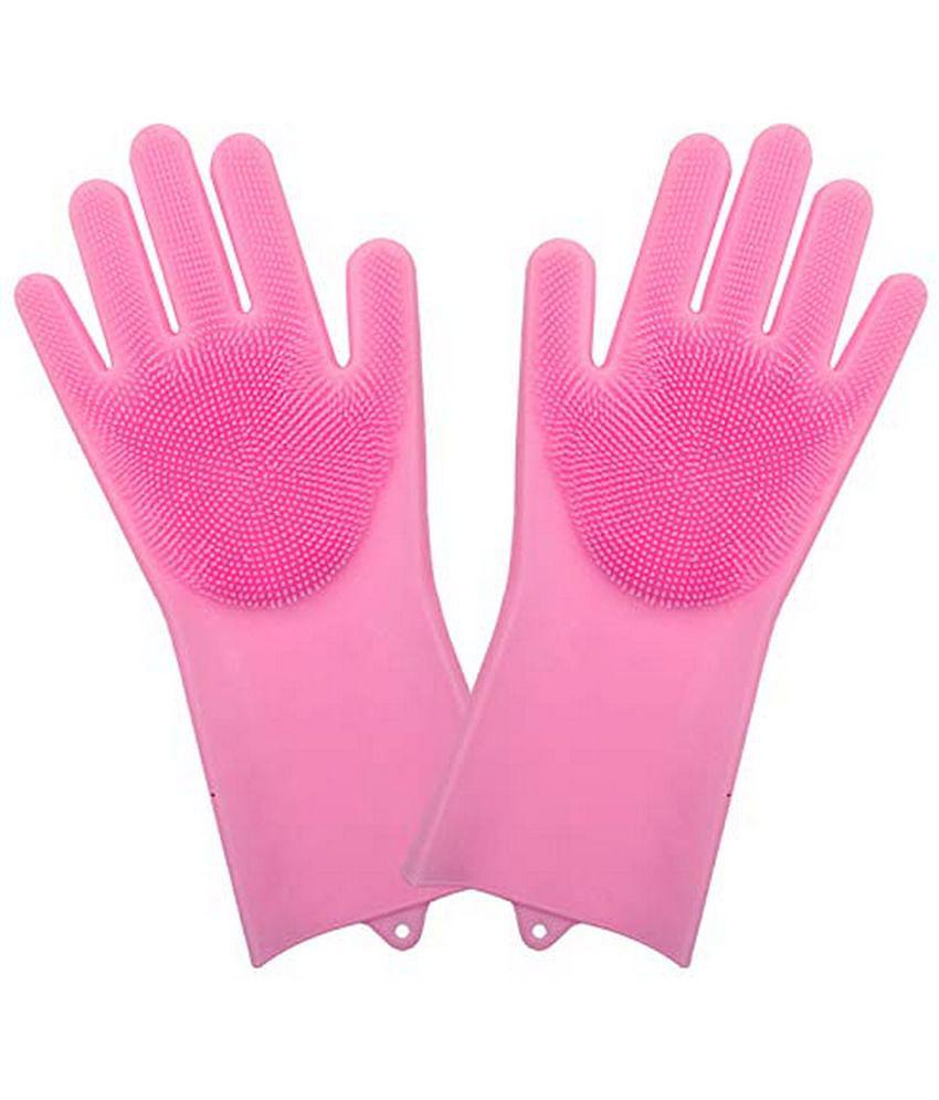 Handa - Pink Silicone Free Size Cleaning Gloves ( Pack of 1 )