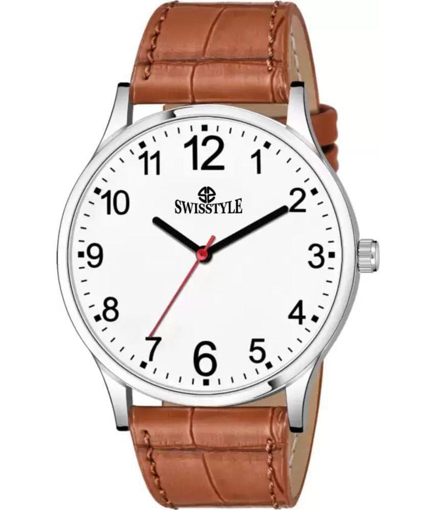 Swisstyle - Brown Leather Analog Mens Watch