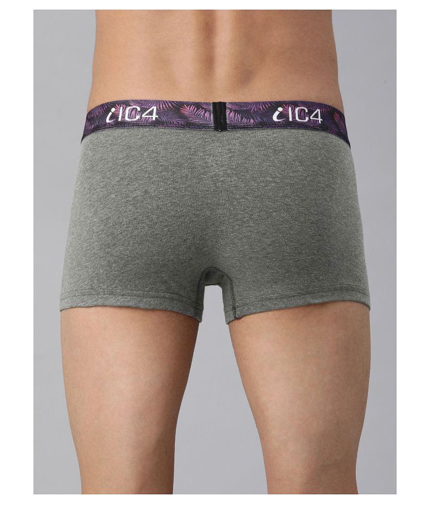 IC4 - Grey Melange Cotton Blend Men's Trunks ( Pack of 2 ) - S