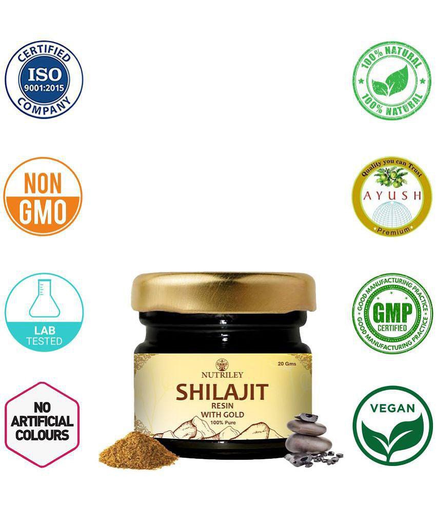 Nutriley Shilajeet Gold Resin  Improves Immunity and Memory Enhancer, Natural Energy & Tstosterone enhancer, Improves Performance, Strength & Stamina, Improves Vigour & Vitalilty