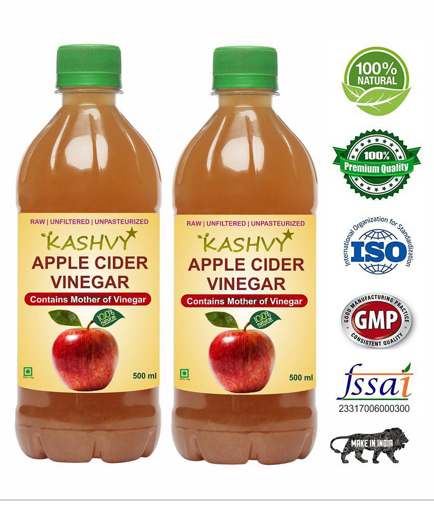 Kashvy Apple Cider Vinegar for Healthy Digestion, 1000 ml Unflavoured Pack of 2