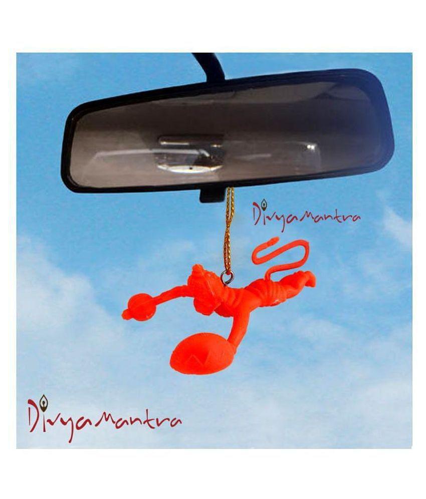 Divya Mantra Combo Of Two Orange Flying Hanuman Car Mirror Hangings DÃ©cor