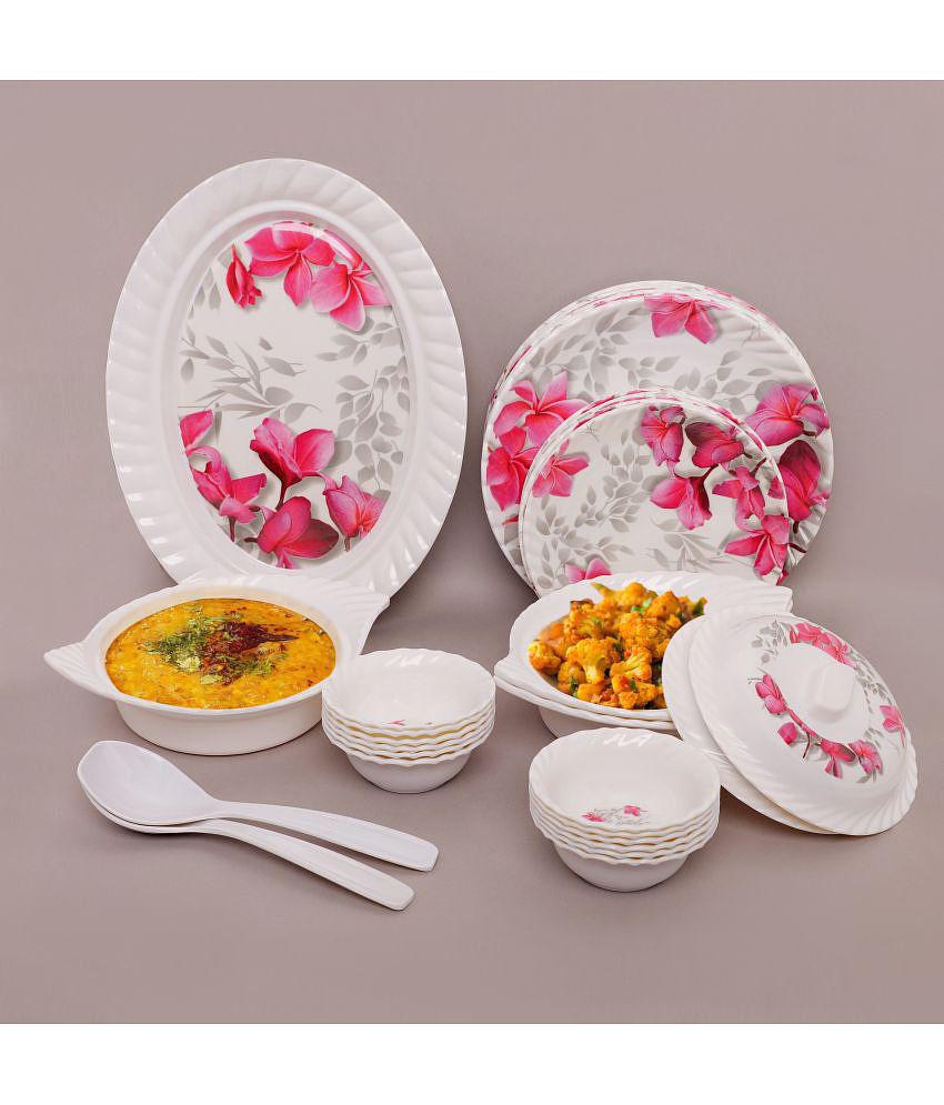 Homepro Fountain Wand White & Pink Melamine 32 Pcs Dinner Set - Multicolor