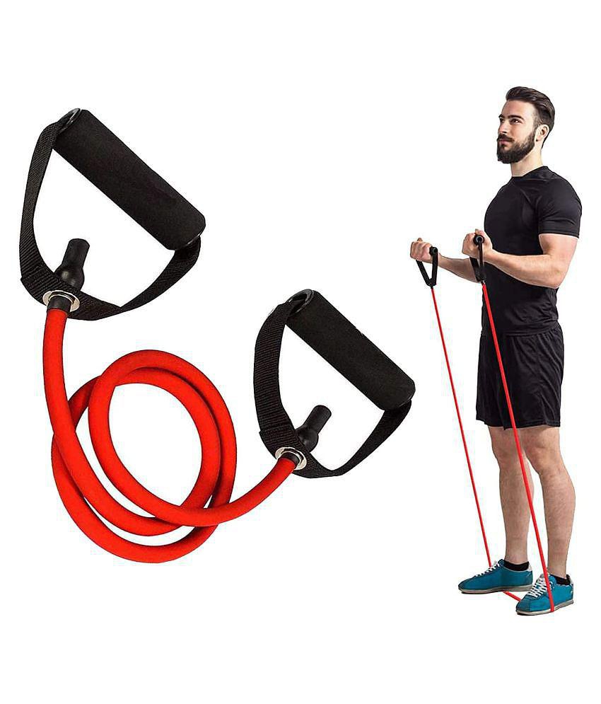 Professional Single Toning Tube Exercise Band Resistance Band Exerciser Cord with Comfort Handles Latex Tube-Home Workout Accessories For Men And Women - Red