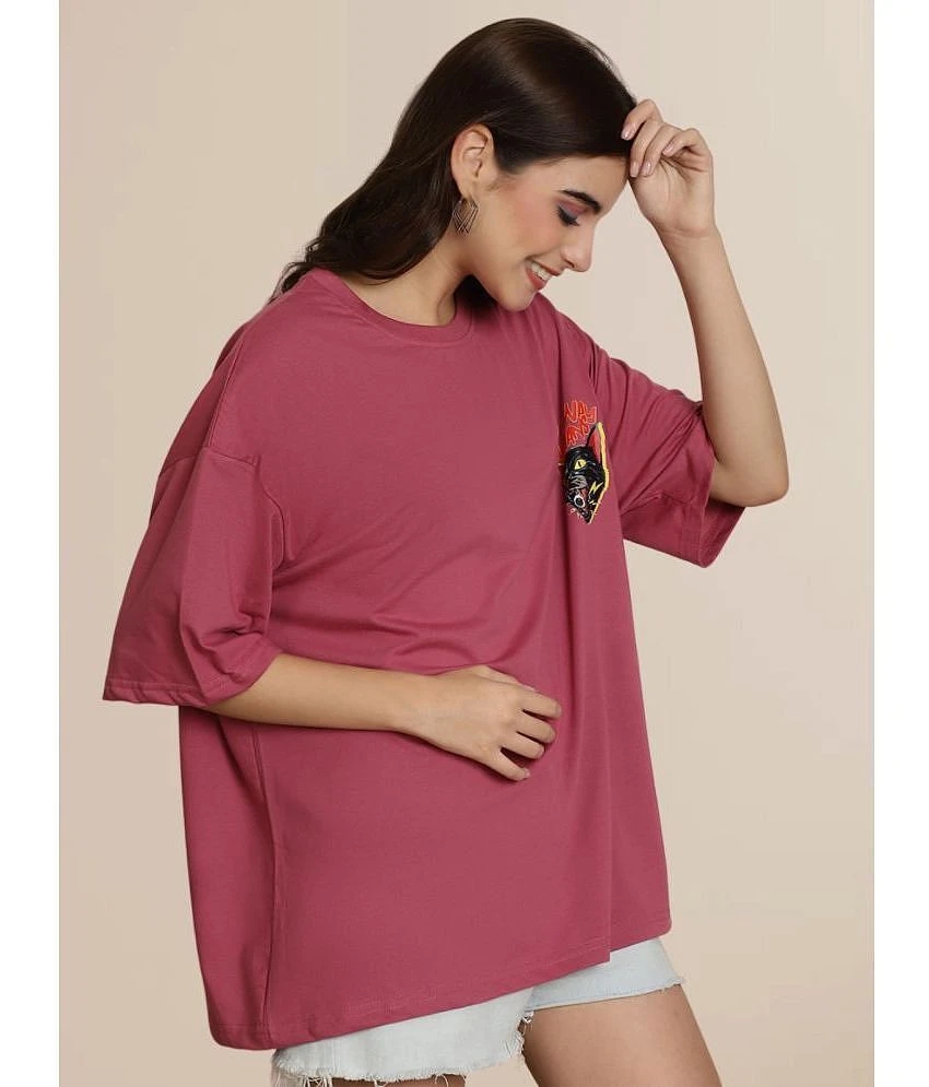 Affordable Women Fabflee Pink Cotton Loose Fit Womens T-Shirt ( Pack of 1 ) - None 2025 at ShopC