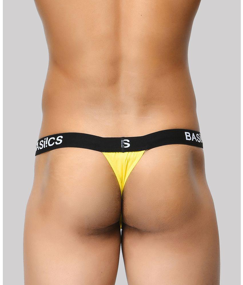 Chic Men BASIICS By La Intimo - Yellow BCSTH01 Spandex Mens Thongs ( Pack of 1 ) - None 2025 at 