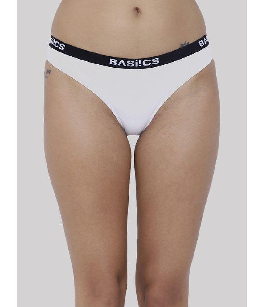 New Men BASIICS By La Intimo Pack of 2 Cotton Lycra Solid Womens Bikini ( White ) BCPBR080B - No