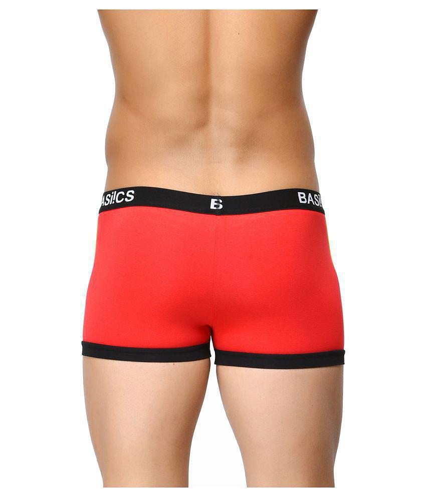 Premium Men BASIICS By La Intimo - Red Cotton Blend Mens Trunks ( Pack of 1 ) - L 2025 at ShopCi