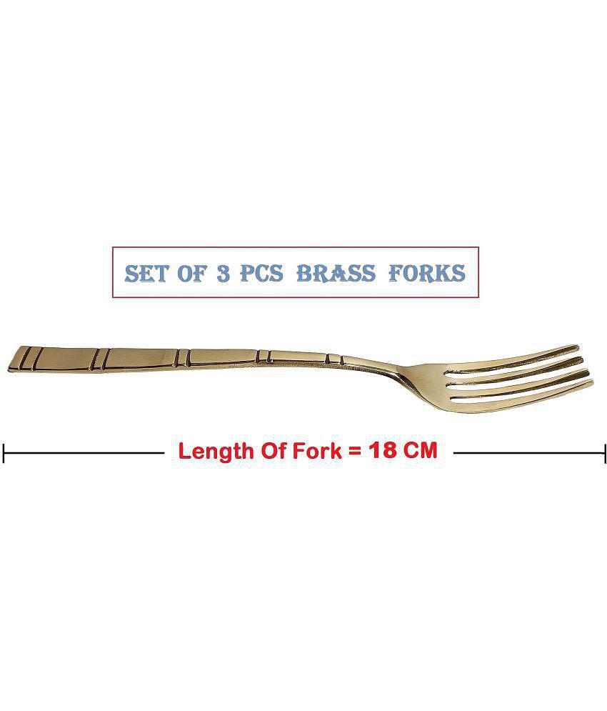 A & H ENTERPRISES - Brass Brass Dessert Fork ( Pack of 3 ) - Brass