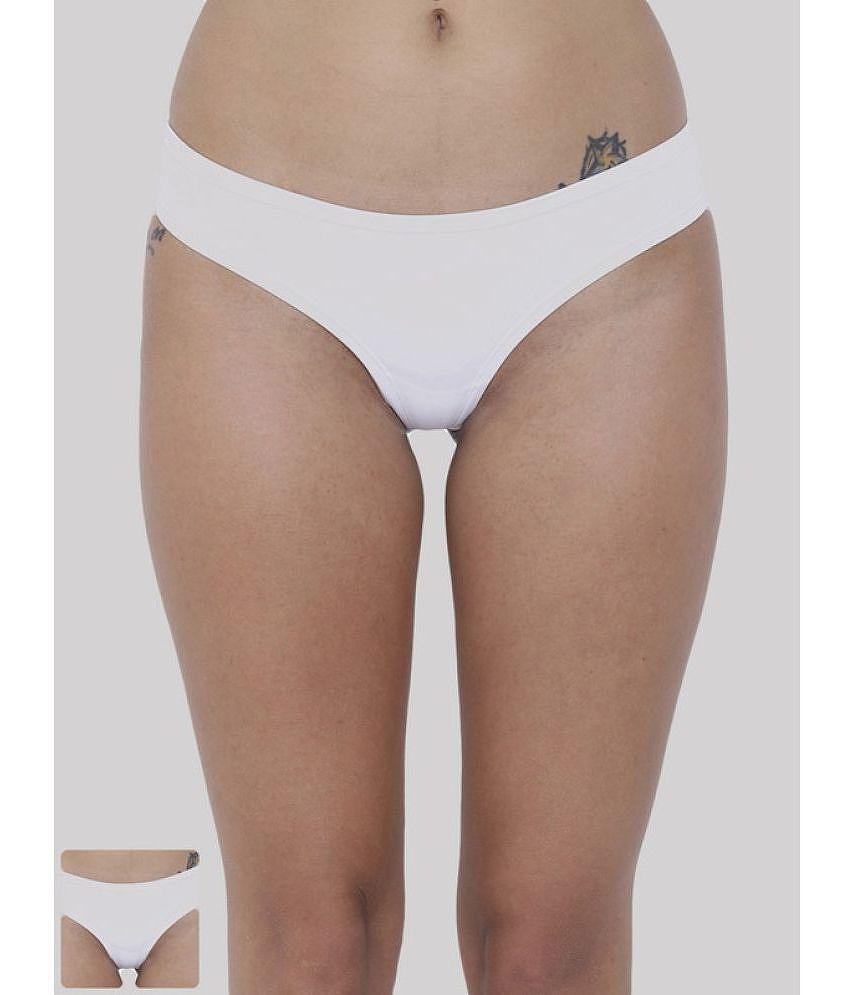 Exclusive Men BASIICS By La Intimo - White BCPSS020B Polyester Solid Womens Bikini ( Pack of 2 )