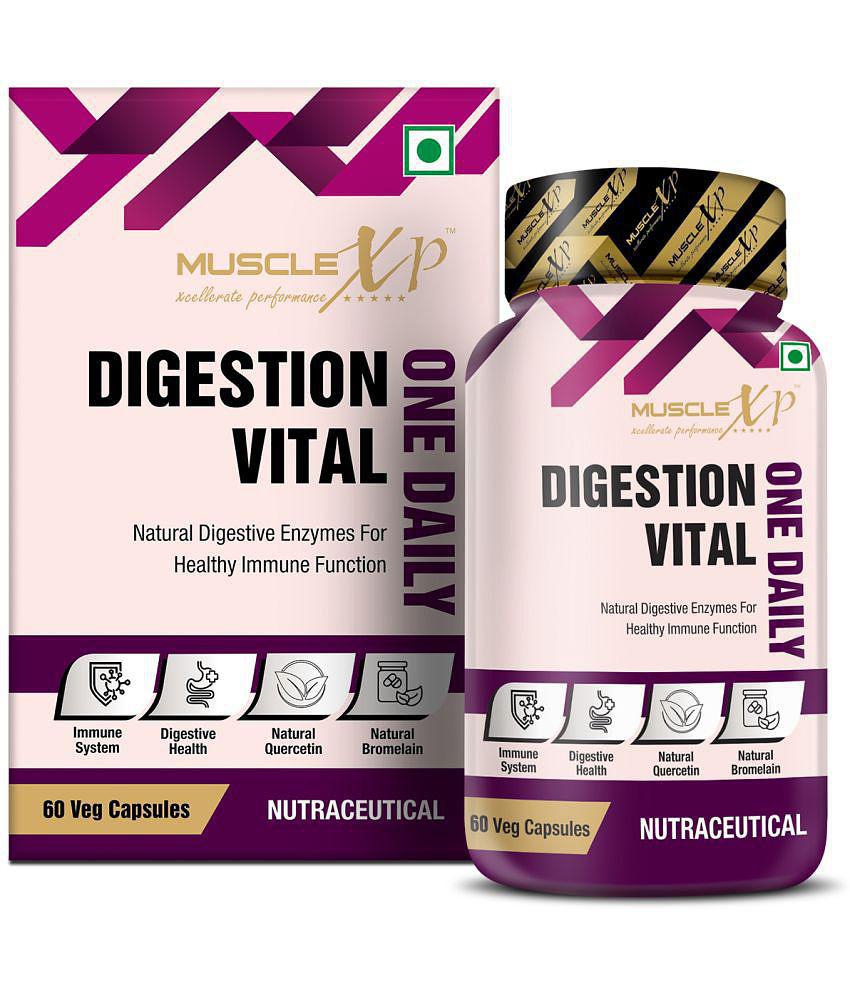 MuscleXP Digestion Vital One Daily, Quercetin + Bromelain Natural Digestive Enzymes For Healthy Immune Function, 60 Veg Capsules