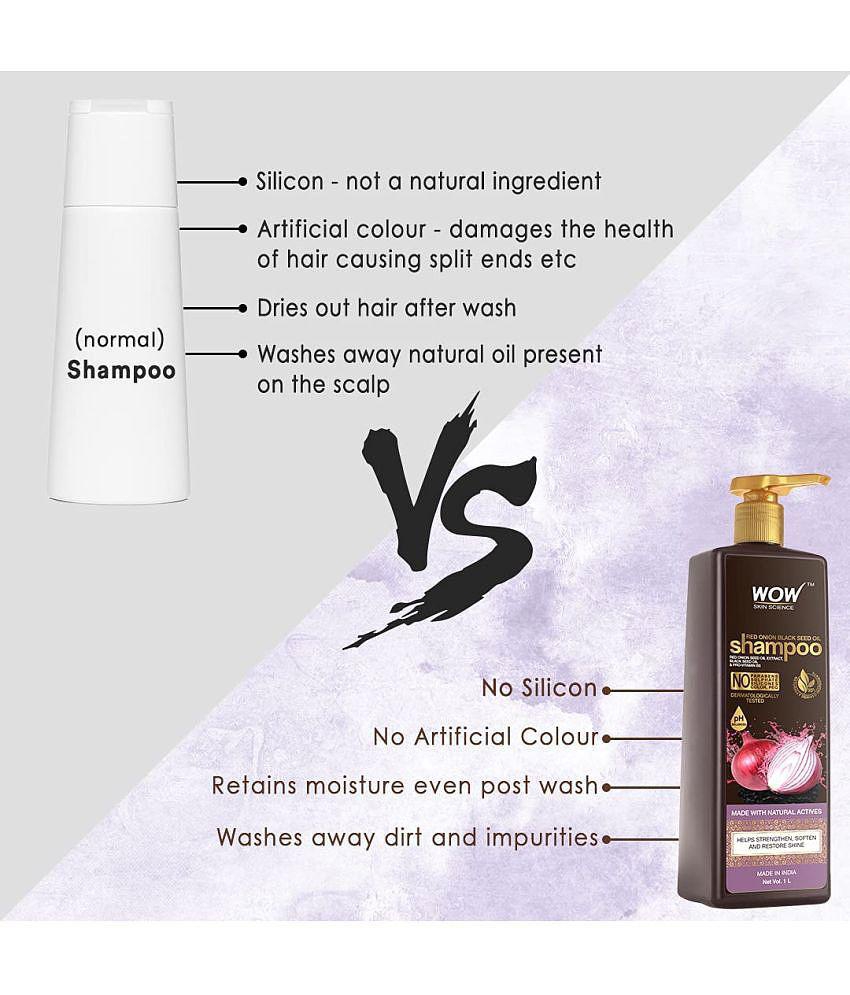 WOW Skin Science Red Onion Black Seed Oil Shampoo With Red Onion Seed Oil Extract, Black Seed Oil & Pro-Vitamin B5 - Vol 1 L