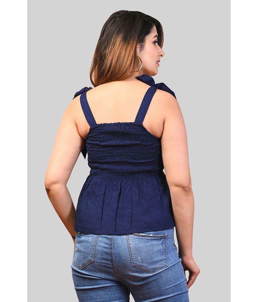 Stylish Men Frionkandy - Navy Blue Rayon Women's Peplum Top ( Pack of 1 ) - None 2025 at ShopCir