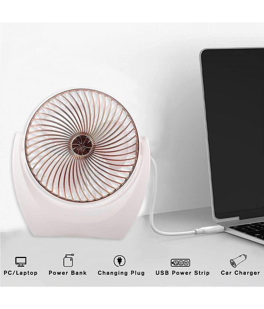 EIGHTEEN ENTERPRISE  USB Fan, USB Desk Fan Table Fan with Strong Airflow & Quiet Operation, Portable Cooling Fan Speed Adjustable with Rotatable Head for Home Office Bedroom Travel Camping T