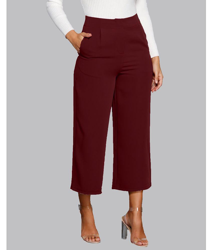 Exclusive Men Addyvero - Maroon Cotton Blend Wide Leg Women's Casual Pants ( Pack of 1 ) - None 