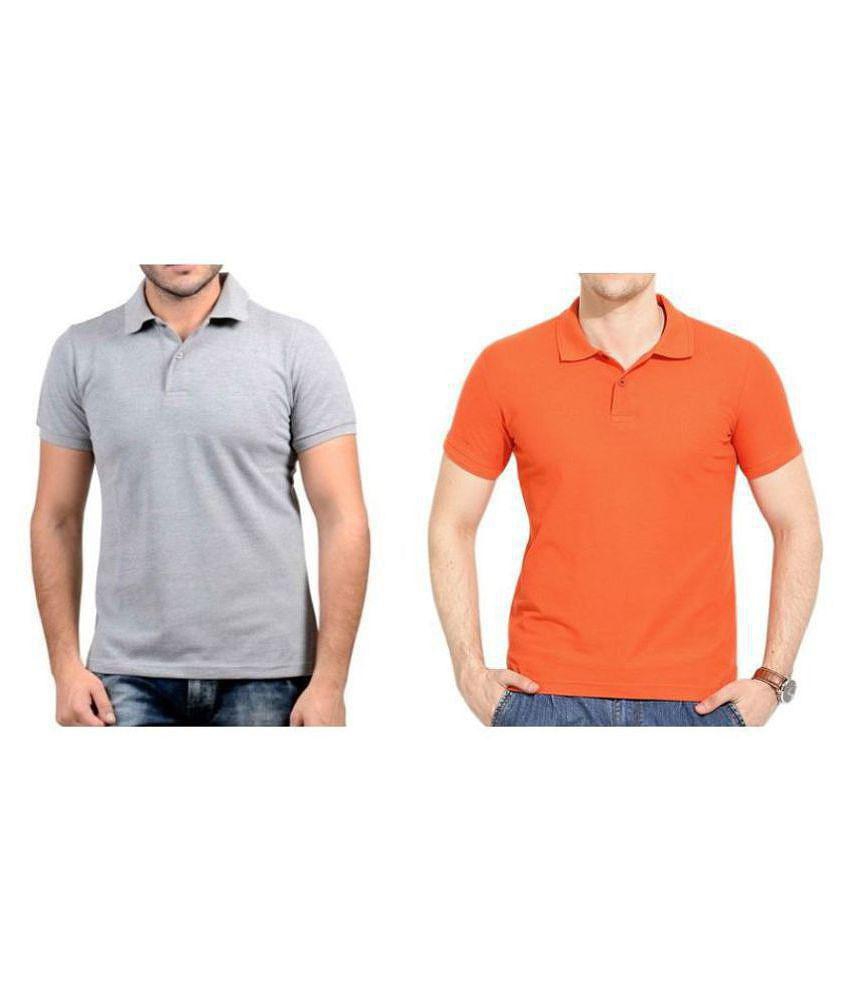 FASHION365 - Multicolor Cotton Slim Fit Mens Polo T Shirt ( Pack of 2 ) - None