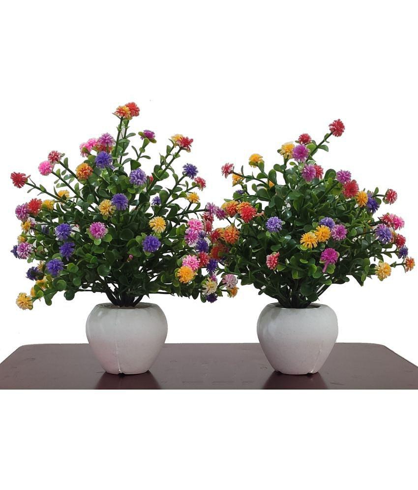 BAARIG - Multicolor Daisy Artificial Flower ( Pack of 2 )