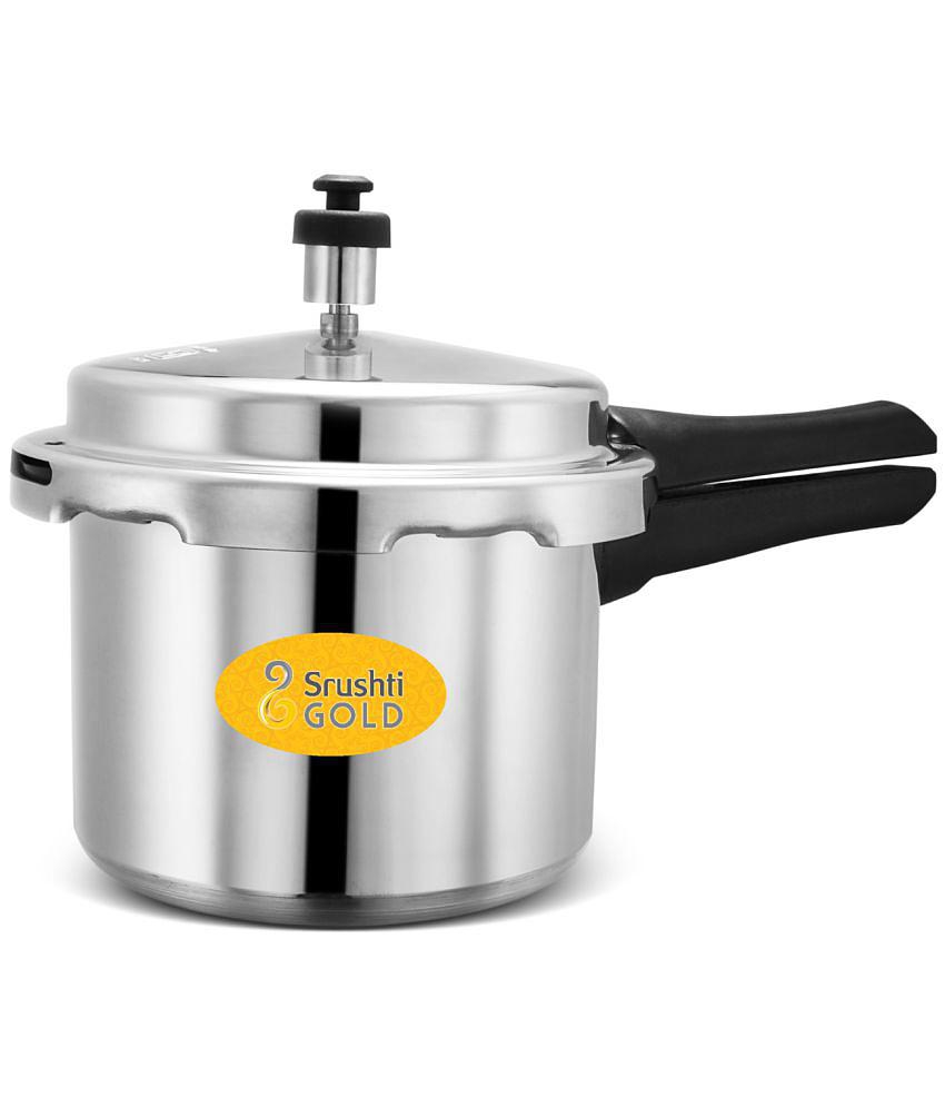 Srushti Gold 3LTR COOKER 3 L Aluminium OuterLid Pressure Cooker Without Induction Base