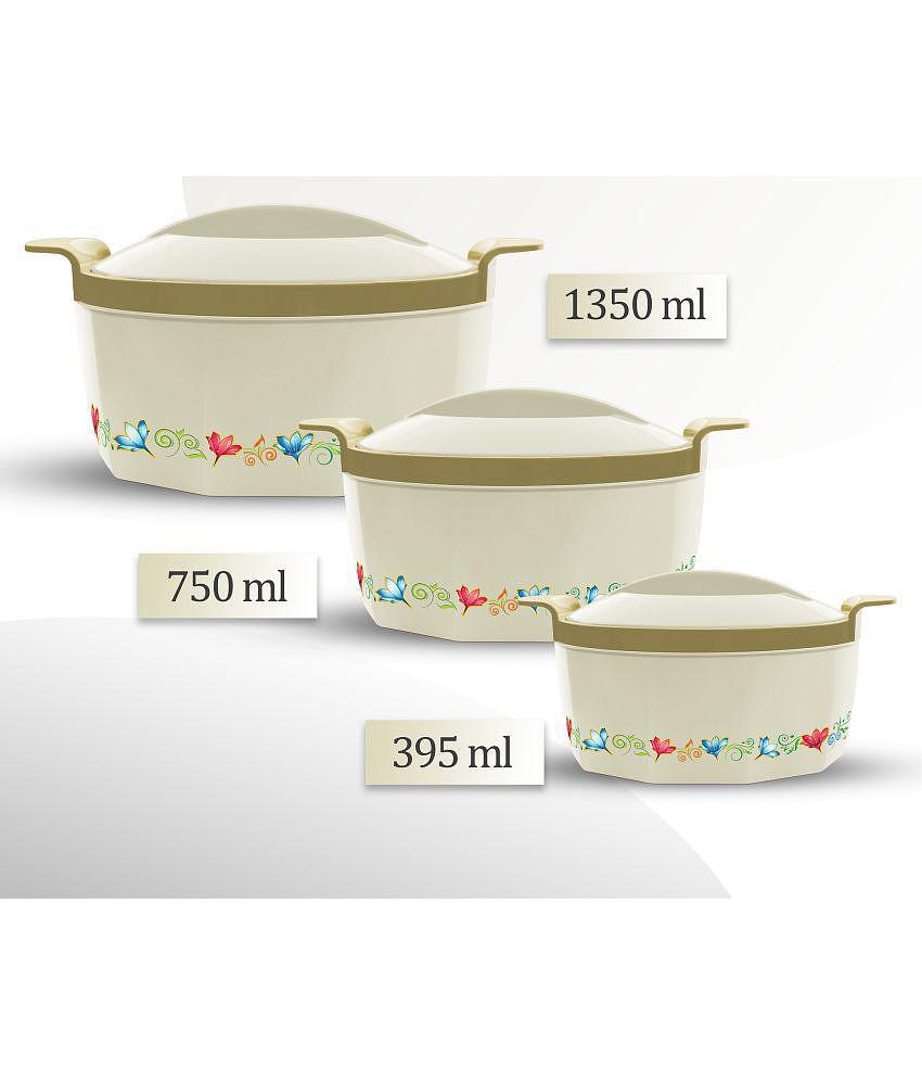 Milton - Cream Steel Thermoware Casserole ( Set of 3 , 1350 mL ) - Cream