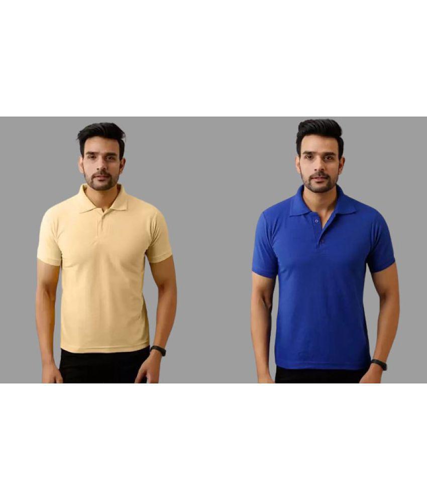 SKYRISE - Multicolor Cotton Blend Slim Fit Men's Polo T Shirt ( Pack of 2 ) - None