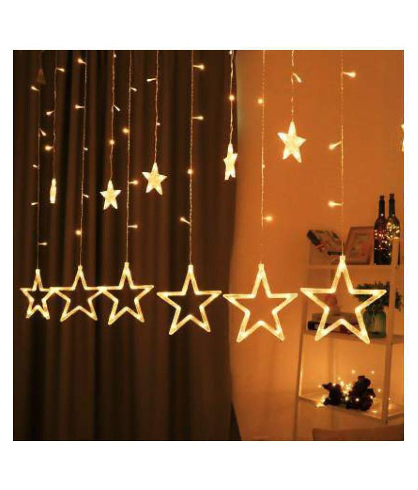 EliteDecor 10 Star Curtain LED Rice Light String Lights Yellow - Multicolour