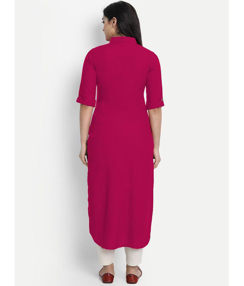 Elegant Women CARTSHOPY - Pink Rayon Women's Straight Kurti ( Pack of 1 ) - None 2025 at ShopCir