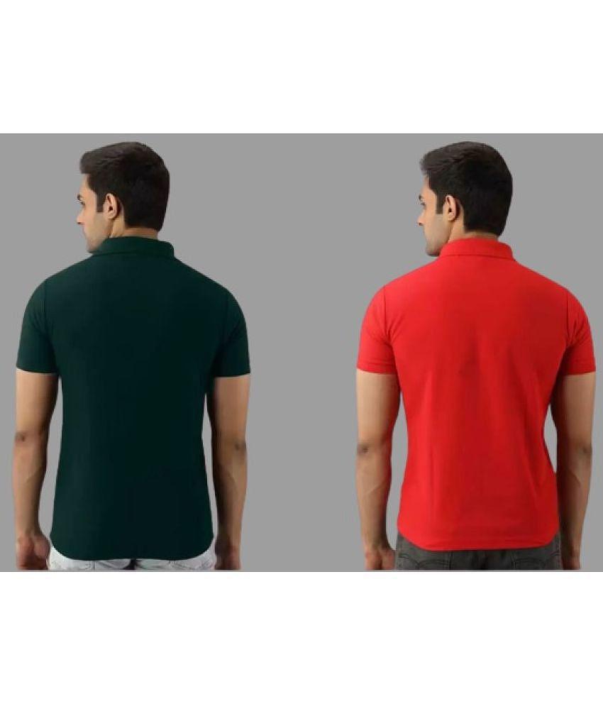 SKYRISE - Multicolor Cotton Blend Slim Fit Men's Polo T Shirt ( Pack of 2 ) - None