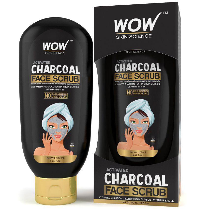 WOW Skin Science Activated Charcoal Face Scrub - No Parabens & Mineral Oil - 100mL