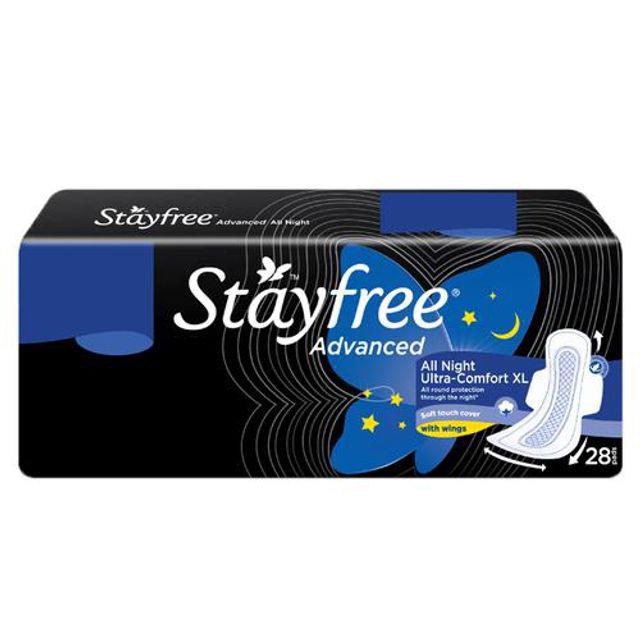 STAYFREE Advanced All Night XL- Sanitary Pads For Women, 28 pcs