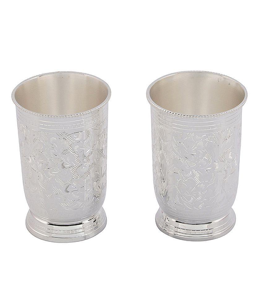 Rangsthali Fabulous Silver Plated Brass Glass Set (2 Pcs)