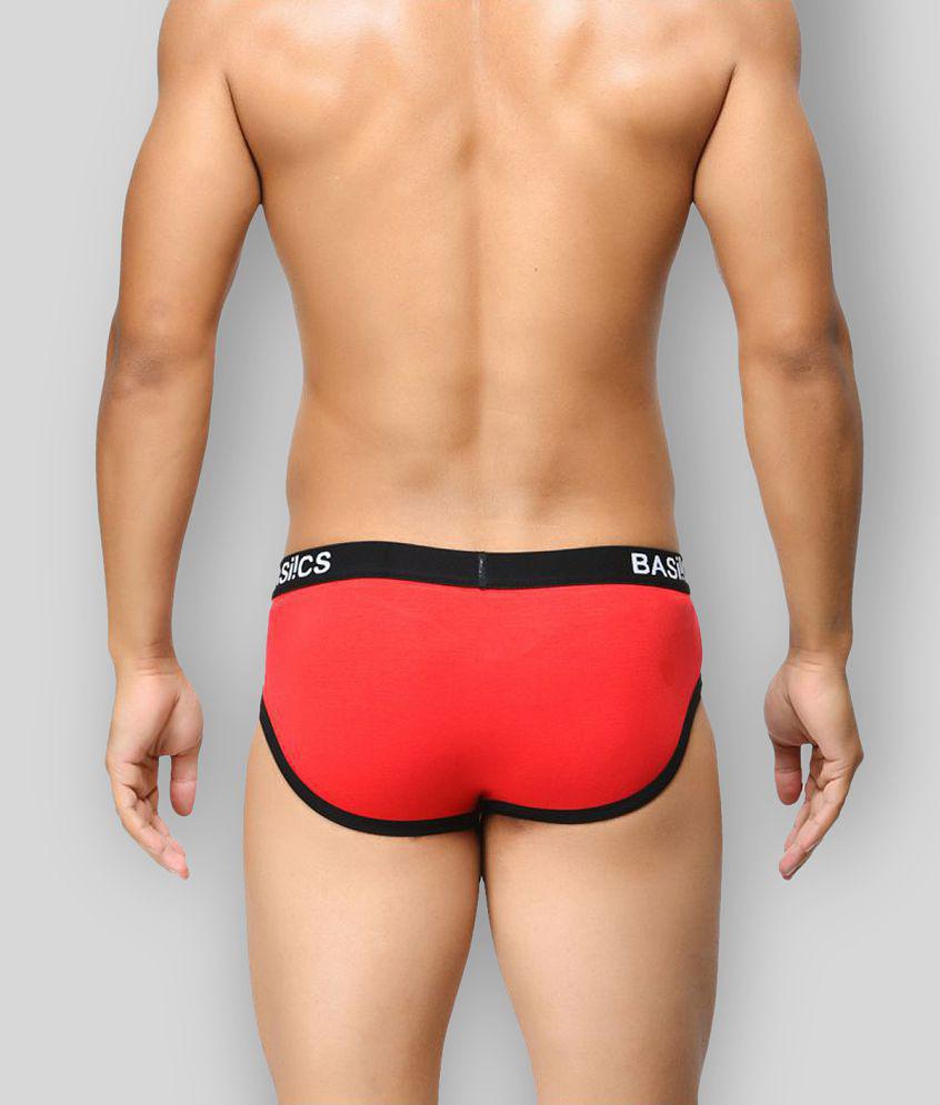 Luxurious Men BASIICS By La Intimo - Red Cotton Blend Men''s Briefs ( Pack of 1 ) - M 2025 at Sh
