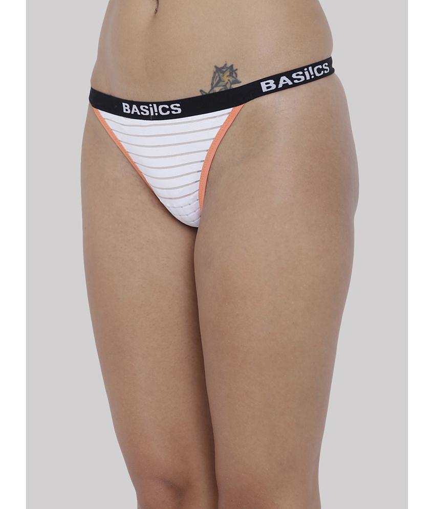 Chic Men BASIICS By La Intimo - White BCPTH01 Polyester Striped Womens Crotchless ( Pack of 1 ) 