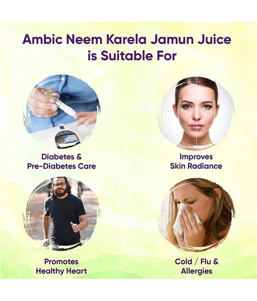 NUTROCOPIA Neem Karela Jamun Juice for Diabetes - 400 ml, Ayurvedic Diabetic Care Juice, Helps Maintain Healthy Sugar Levels, Immunity Booster Juice for Skin Care & Natural Detox Pack of 4