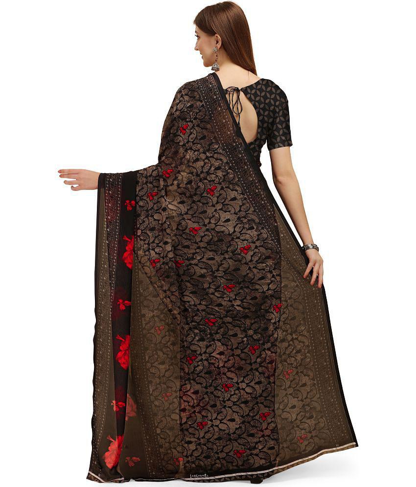 LEELAVATI - Black Georgette Saree With Blouse Piece ( Pack of 1 ) - Black