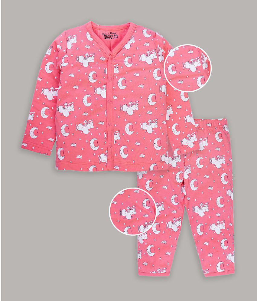 Buy Online Kothari Hosiery Factory Pvt. Ltd. Sweetie Pie Pink Full Sleeves Printed Night Suit For Baby - None